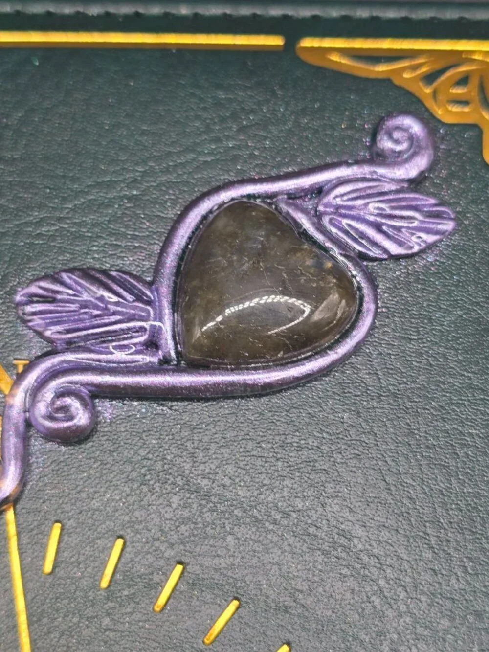 Locking Spell Book Journal | Clear Quartz Crescent Moon & Labradorite Diary